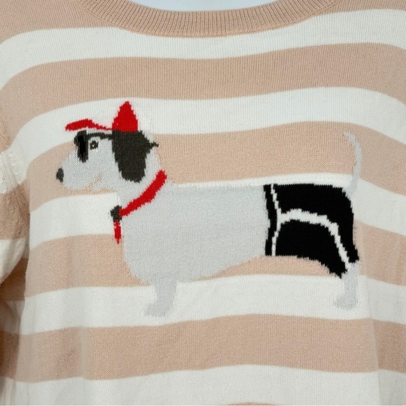 J.Crew Preppy Dachshund Dog Pattern in Shorts Striped Sweater - Picture 2 of 5